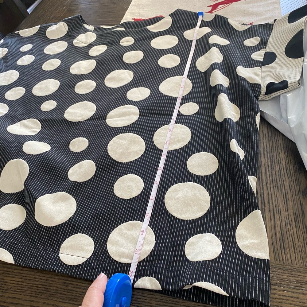 bryn Walker Black Short Sleeve Top with Cream Polka Dots - Picture 6 of 7